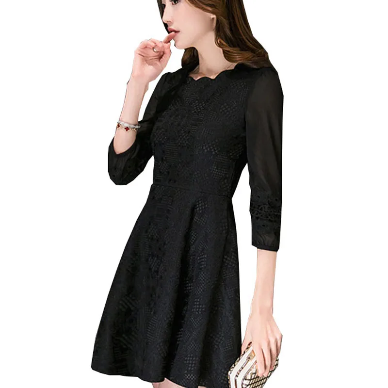 Seven sleeves Large size Lace Chiffon Clothing 2017 Spring New Women Dress High quality Comfortable Fashion Charm Vestido OME302 |