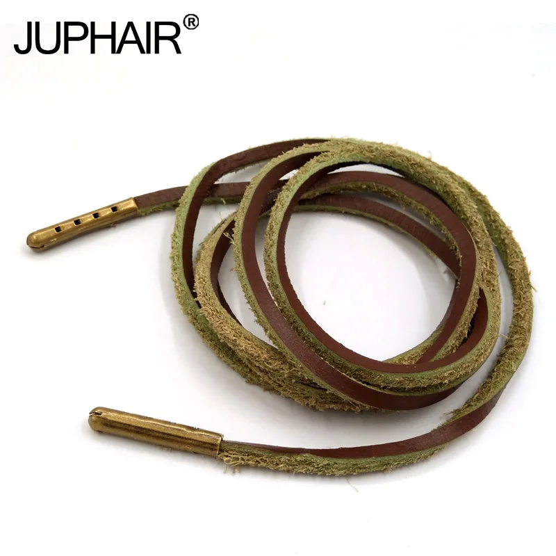 

1-12Pairs Brown Green Fashion Quality Genuine Top Layer Leather Shoelaces Retro Leather Boot Shoe Shoestring Metal Head Shoelace