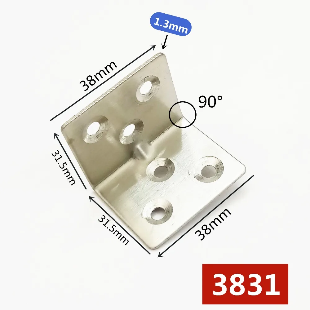 6 holes Thickened Stainless Steel Angle Corner Right Angle Bracket Metal Furniture Fittings 90 Degree Frame Board Support