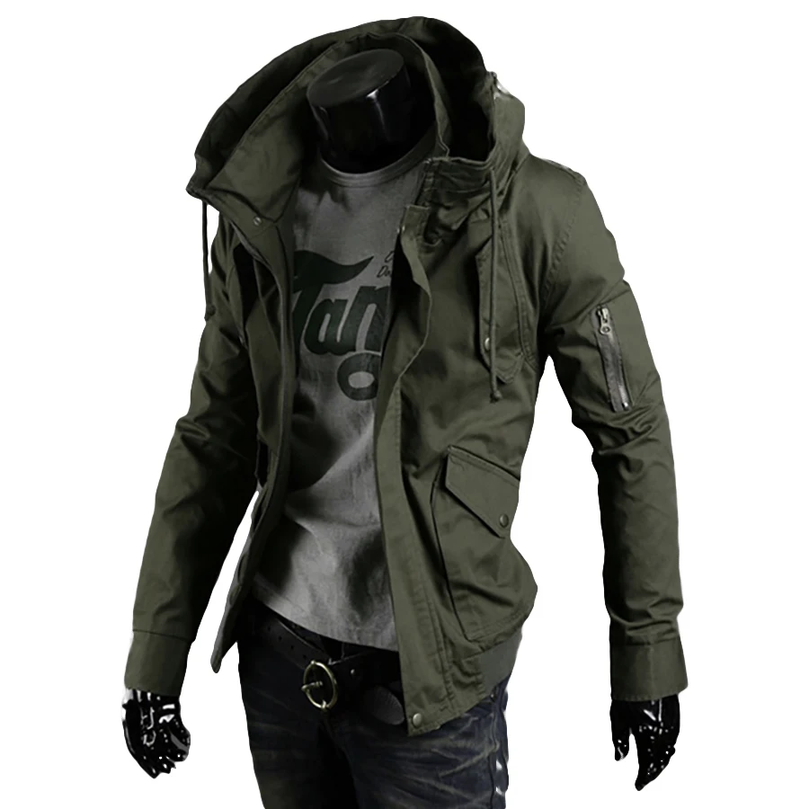Мужская куртка с капюшоном в стиле милитари больших размеров, Повседневная Уличная куртка, Мужская куртка на молнии в стиле милитари, мужское тактическое пальто в стиле панк