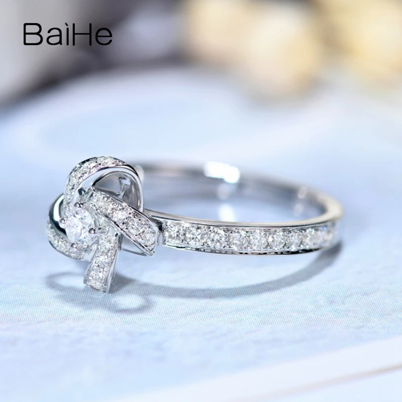 BAIHE Solid 14 K розовое золото(AU585) Сертифицированный всего 0.45ct H/SI-SI3 подлинные натуральные Алмазы обручальные модные ювелирные изделия кольцо