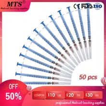 50pcs 1ml Disposable Medical Sterilization Syringe can be for Medical Students Injection training arm artery puncture and intramuscular injection training model injection puncture bix hs5 w137
