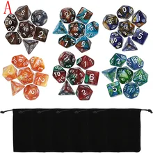 42pcs/Set Digital dice Game Dungeons & Dragons Polyhedral D4-D20 Multi Sided Acrylic Dice with black bag hot sale *30