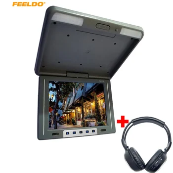 

FEELDO DC12V 12.1" Flip Down TFT LCD Monitor Car Monitor Roof Mounted Monitor Built-In IR Transmitter for Wireless IR Headphones