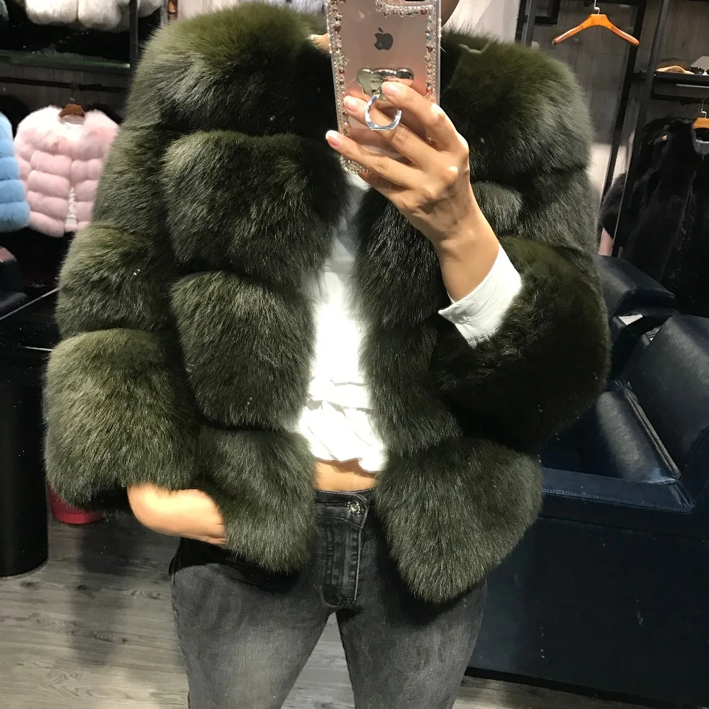 Женская куртка из натурального Лисьего меха женская шуба зимняя верхняя одежда |