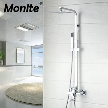 

Mordern NEW 8/10/12/16 Inch Square Shower Faucets Waterfall Shower Faucet Set With Hand Spray Wall Mount Shower Mixer Taps