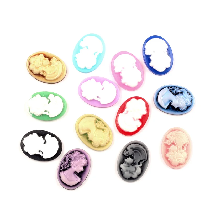 50Pcs 13x18mm Resin Cabochon Oval Girl Decoration Crafts Flatback Embellishments For Scrapbooking Fit Cameo Diy Accessories