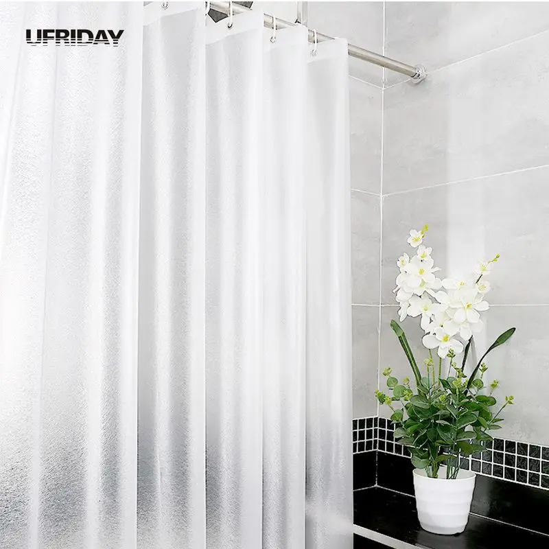 

UFRIDAY Translucent EVA Shower Curtain New Frosted Matte Silk Thick 3D Bath Curtains Waterproof Bath Screen for Bathroom Curtain