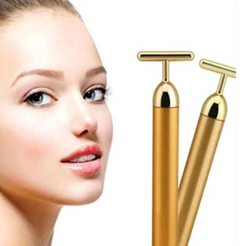 Golden Anti aging Anti wrinkle Face Massager Roller Energy Pen Bar