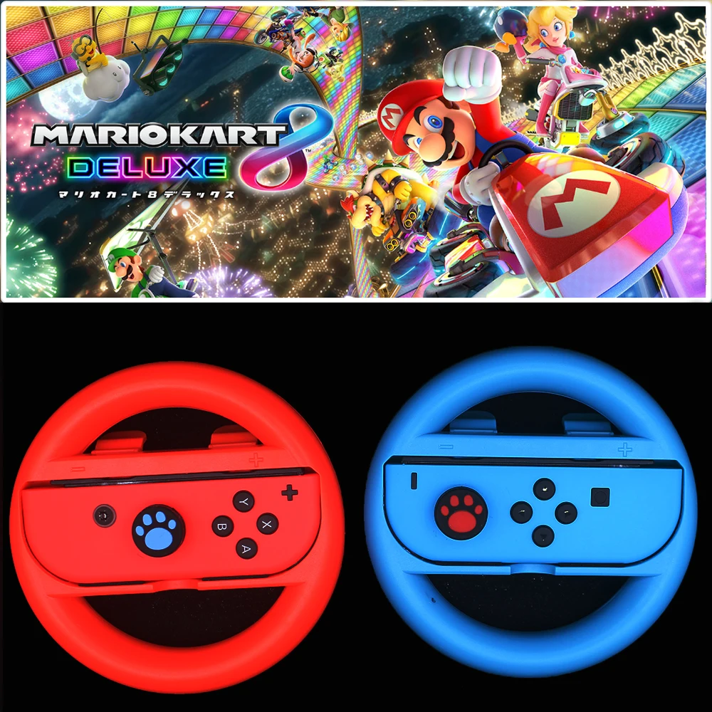 MarioKart 8 Deluxe 2 pcs NS Accessories Joy-Con Controller Joystick Grip Racing Game Steering Wheel Gamepad for Nintend Switch