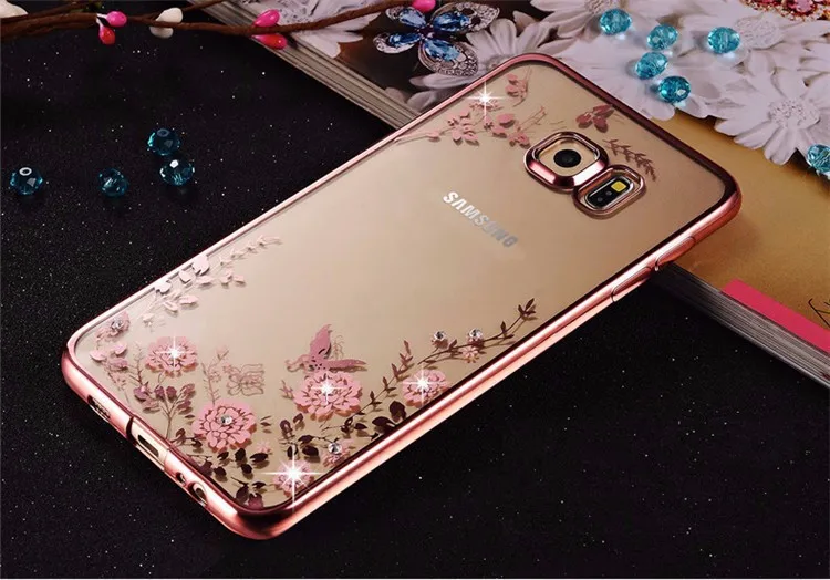 2016 Luxury Diamond Flowers Pattern Back Cover Soft TPU Case For Samsung Galaxy S5 S6 S7 edge A3 A5 A7 j3 j5 j7 2016 Grand Prime