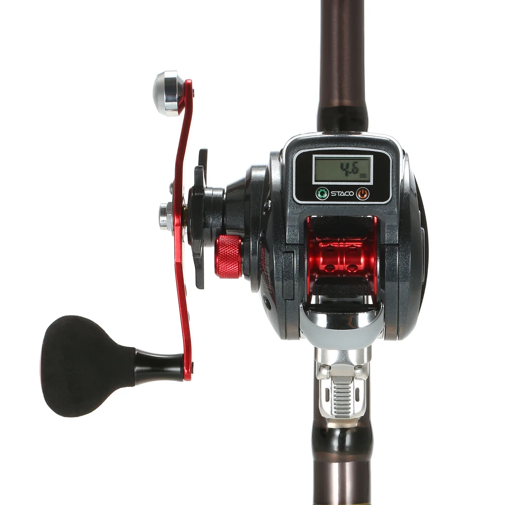 Fishing Reel Linecounter Reel 6.3:1 13+1 Ball Bearing Bait Casting Reel Baitcast Fishing Reel Tackle with Digital Display Pesca