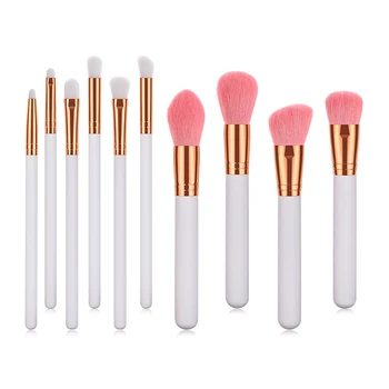 

10 pcs White gold wooden handle Make up Brushes Set Foundation Powder Blusher Contour Eyeshadow Beauty Cosmetics Makeup Brushes
