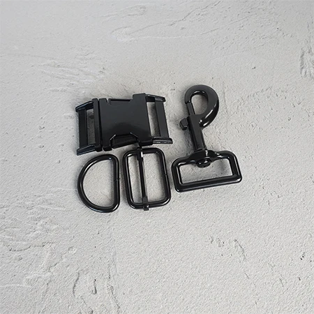 20pcs/lot(metal buckle+adjust buckle+D ring+metal dog clasp/set) Quick-release buckle customized details diy pet supplies - Цвет: Black