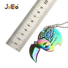 JelBo Mini Folding Pocket Knife Gear Peeler Peel Combat Tools Coin Outdoor Self Defense Opener Knives key chain knife portable folding knife peeler mini camping key shaped knife everyday carry gear self defense knife
