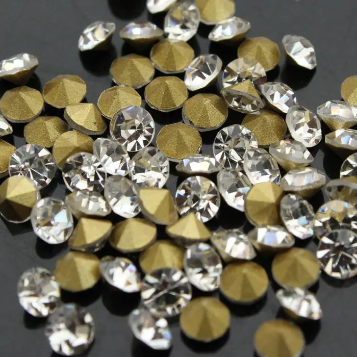 

Clear Czech Crystal Rhinestones small size Cone Transparent Round Pointed Foiled Back DIY Faceted Decoration ss1 to ss16