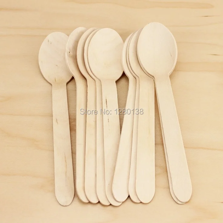 

300pcs Disposable Wood Utensils Disposable Cutlery Flatware Plain Wooden Party Spoon Fork Knife