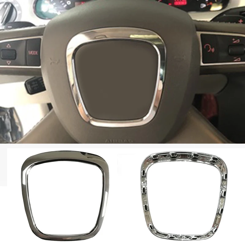 Chrome ABS steering wheel trim emblem logo frame sequins sticker decoration car accessories for Audi A4