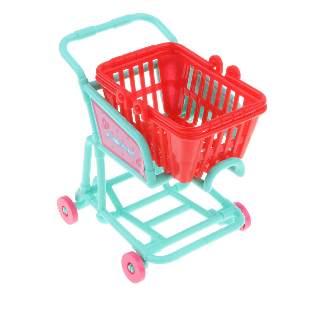 Simulation Supermarket Cash Register with Shopping Cart Playset Kids Children's Pretend Play Toy Birthday Gift