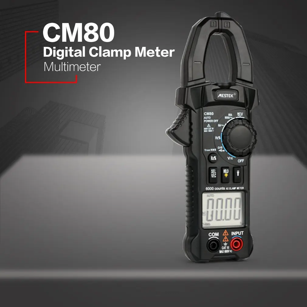 

MESTEK CM80 Digital Clamp Meter True RMS Multimeter 5999 Counts AC/DC Volt Amp Ohm Capacitance Frequency NCV Diode Tester Sale