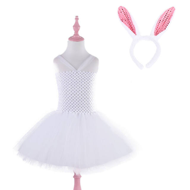 Girls Fluffy Rabbit Dress Costume
