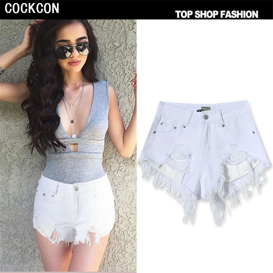 COCKCON 2017 Summer New Women s Casual Fashion Women s High Waist Denim Shorts Slim Was