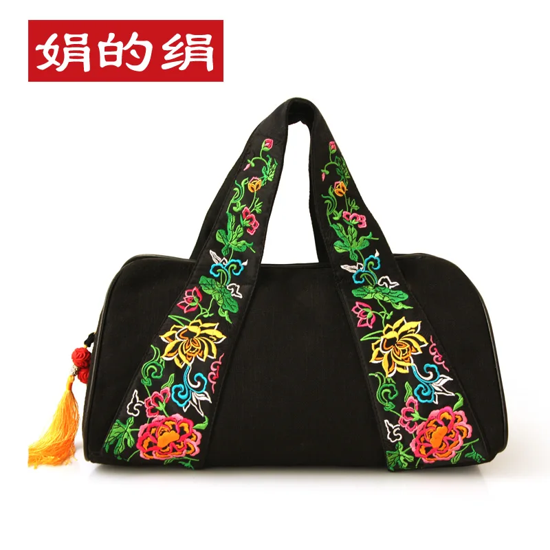 Chinese style fabric handbag vintage national trend peony embroidered