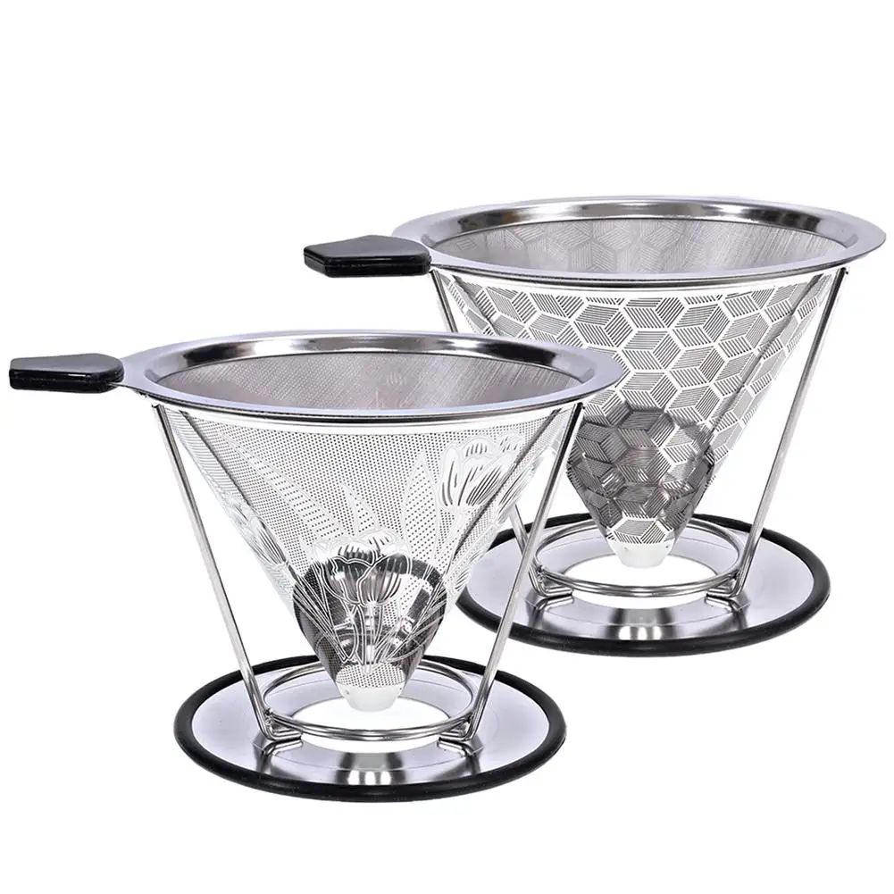 

Reusable Coffee Filter Stainless Steel Holder Metal Mesh Funnel Baskets Coffee Filters Dripper Drip Coffee Filter Cup