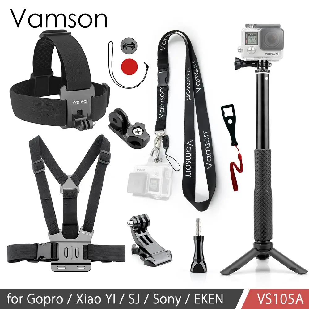 

Vamson for Gopro Accessories Set Mount Strap Monopod for Go pro Hero7 6 5 5S 4 3+3 for Xiaomi yi 4k for EKEN H9 VS105