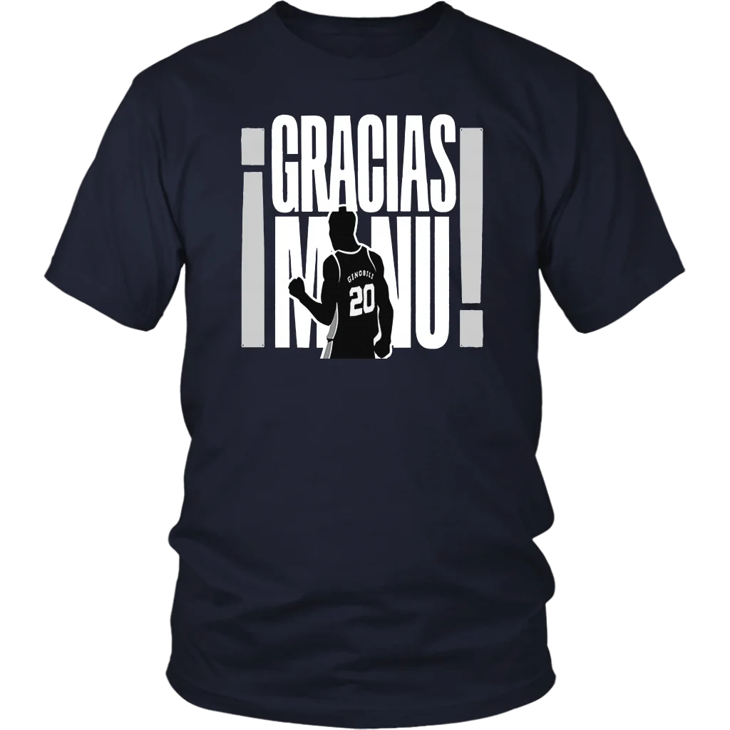 

2019 Cool Gracias Manu T-Shirt Manu Ginobili San Antonio Unisex Tee