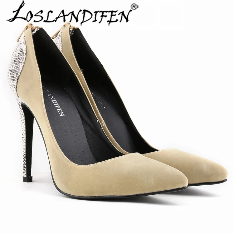 

LOSLANDIFEN WOMENS FAUX Velvet SEXY HIGH HEELS POINTED TOE CORSET ZIPPER PUMPS COURT WEDDING SHOES SIZE 4-11 302-25VE