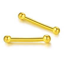 Твердые 24K желтое золото серьги женские гладкие маленькие серьги-гвоздики 0,22 г