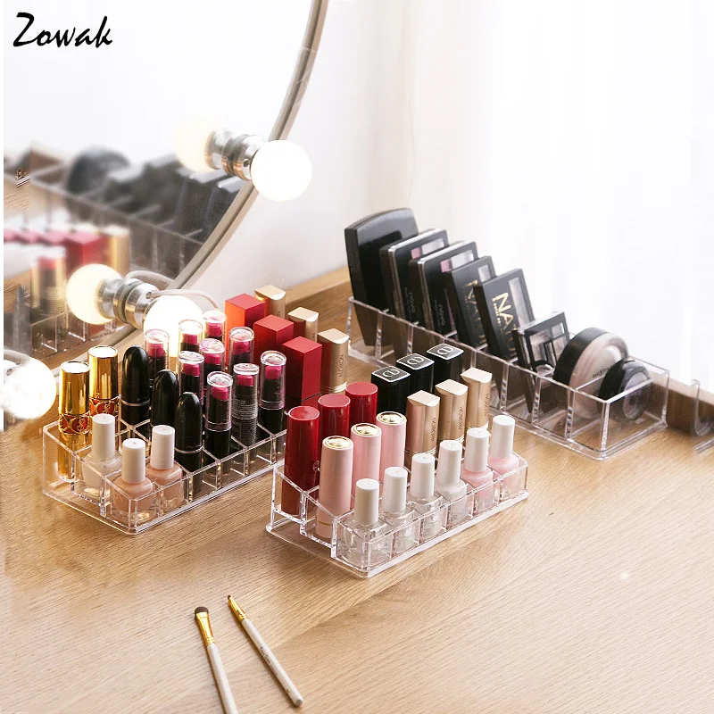 

Lipstick Organizer Clear Acrylic Lipstick Holder Beauty Display Stand Cosmetic 36 Slot Nail Paint Storage Box 8 Spaces Vanity