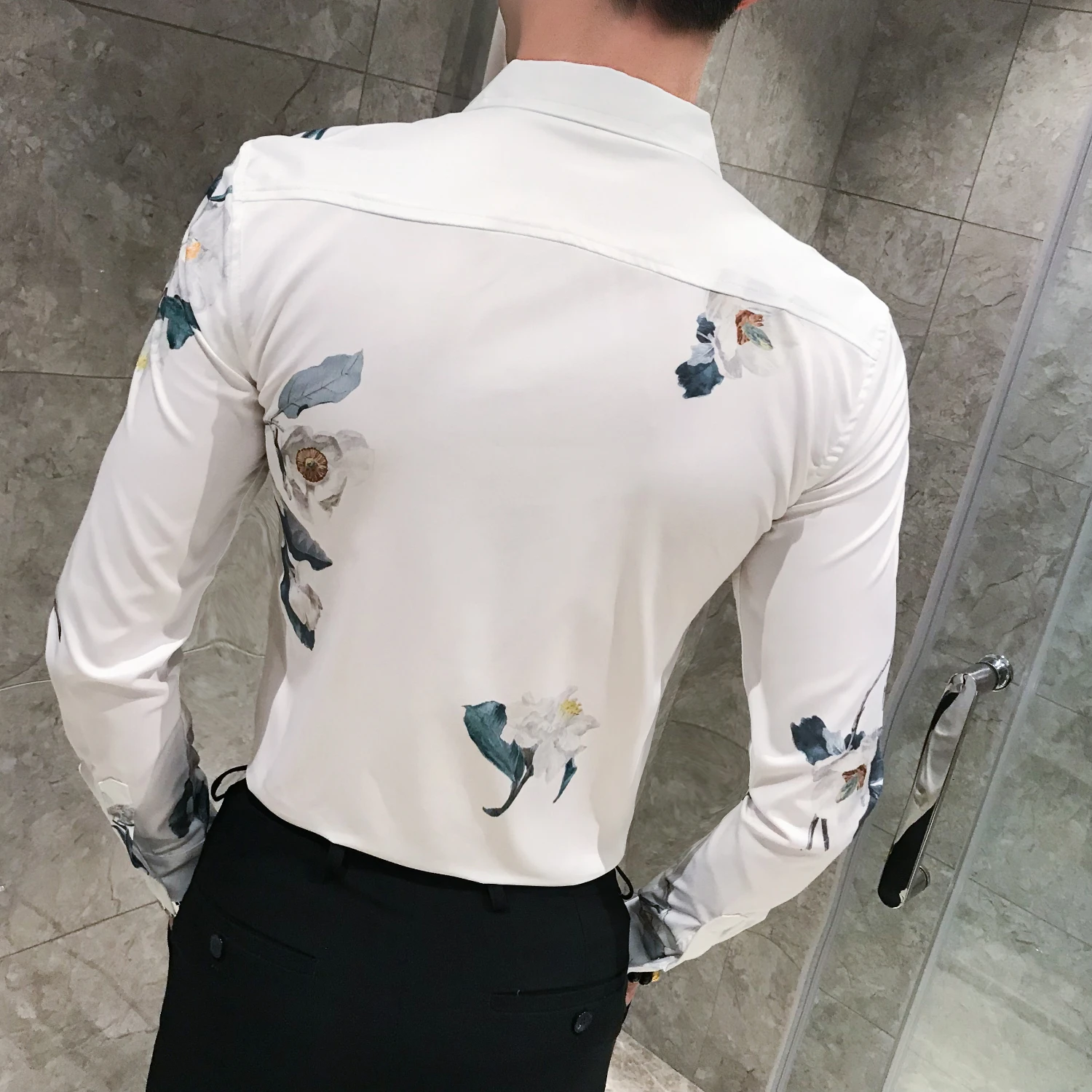 Camisa Masculina уличная одежда с длинным рукавом мужская одежда Camisa Homem черный белый осенний узор в китайском стиле рубашка мужская