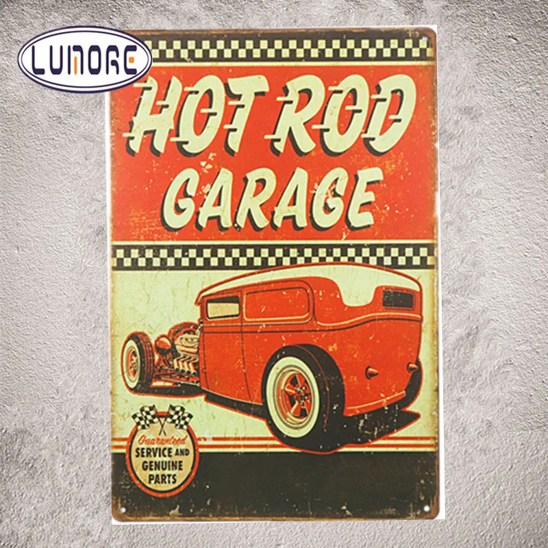 Hot Rod Garage Vintage Tin Signs Car Motor Oil Route 66 Metal Plate Garage Wall Bar Home Decor With Striking, Man Cave