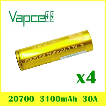 

4 pcs VAPCELL INR20700 3100mAh power lithium battery 30A HIGH POWER electric tool 3.7V vs keeppower smoke IMR E-CIG BATTERY