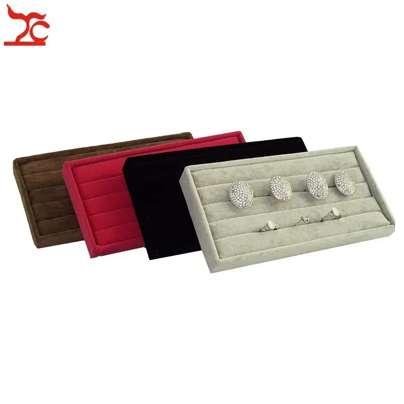 Lowest Price  Ice Cube Velvet Ring Tray Holder for Jewelry Ring Display Organizer Storage Case Girls Decorations 11*22*3cm