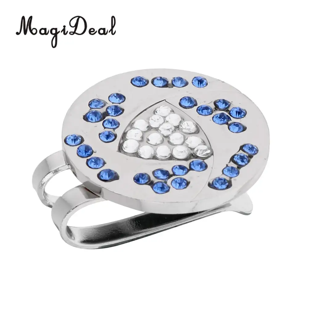MagiDeal Zinc Alloy Bling Rhinestone Golf Hat/Cap/Visor Clip and Magnetic Ball Marker