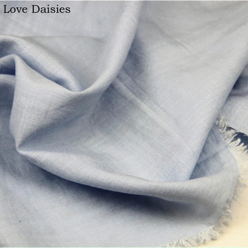 

Rayon/Linen Solid LIGHT BLUE Fabrics Cool Thin Slight Transparent for DIY Summer Apparel blouse dress Textile Cloth Tela