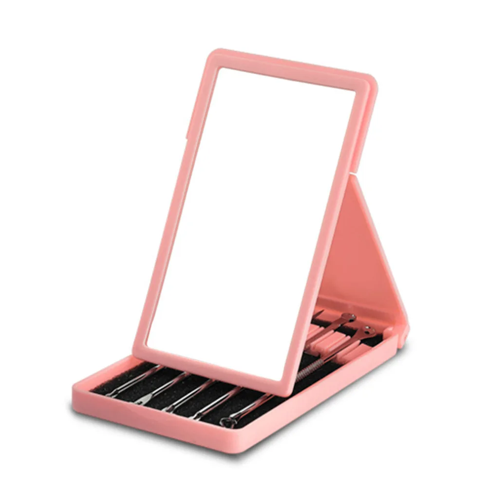 5pcs pink BREYLEE игла для удаления прыщей инструменты очищающее средство для удаления черных точек и пятен портативное зеркало для макияжа набор из нержавеющей стали уход за кожей 5 шт - Цвет: 5pcs pink