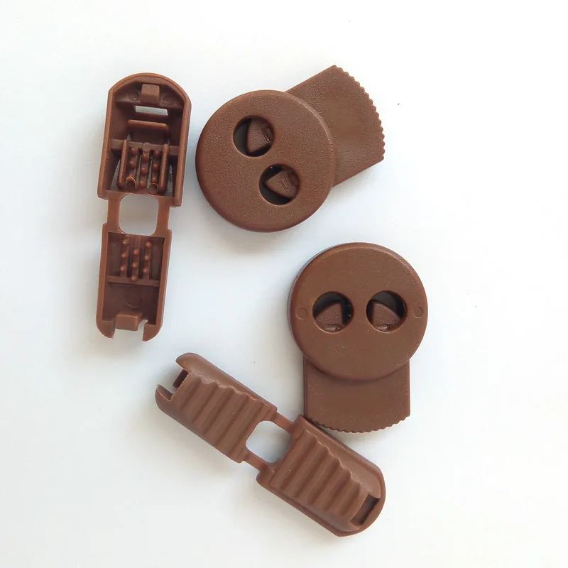 JUP1-50 Sets Light Brown Flat Buckle Elastic Shoes Buckles Decorative Buckles Child Adult No-tie Shoelaces Never Tie Laces Again