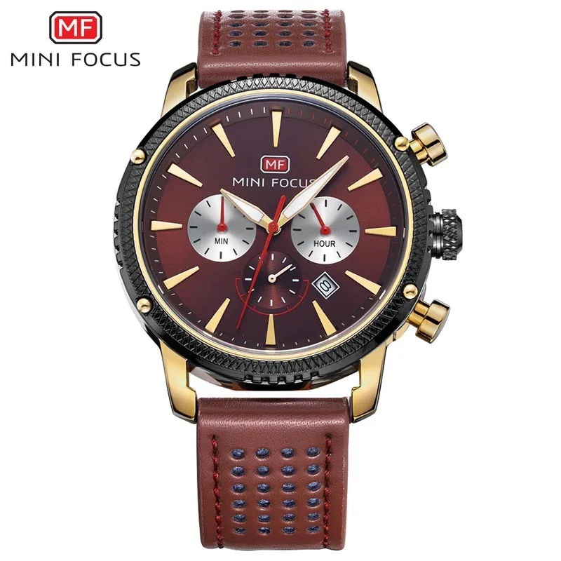 Мини фокус известные мужские часы Роскошные брендовые кожаные часы кварцевые наручные часы мужские спортивные часы с хронографом для мужчин часы - Цвет: 05