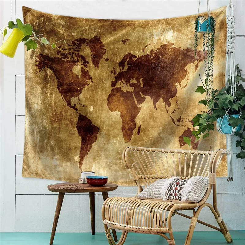 

World Map Printed Tapestry Wall Hanging Carpet Polyester Tapestry Home Decorative Mandala Polyester Blanket Bed Sheets Yoga Mats