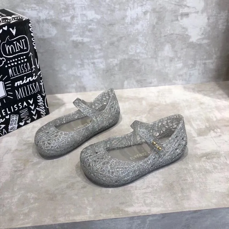 Мини Мелисса оригинальные хрустальные туфли новые детские сетчатые туфли для девочек гелевые сандалии Мелисса Хрустальная обувь для