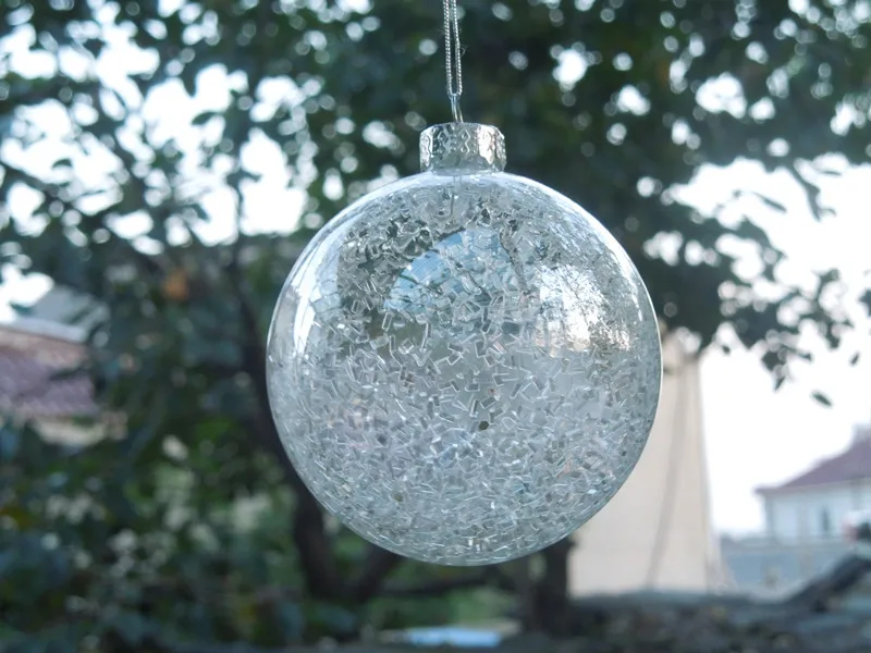 Диаметр = 8 см стиль стеклянный Рождественский шар с внутренним стеклянным чипом декоративный прозрачный стеклянный Глобус украшение на Рождество