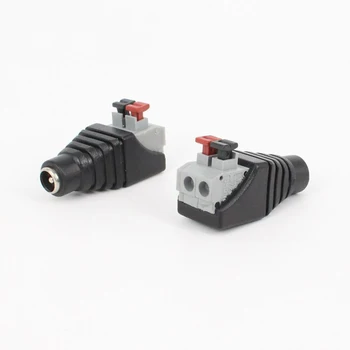

10pcs DC Female Power Connector 5.5*2.1mm Female Plug Positive and Negative Turn Solderless Press Terminal LED Wiring Connector