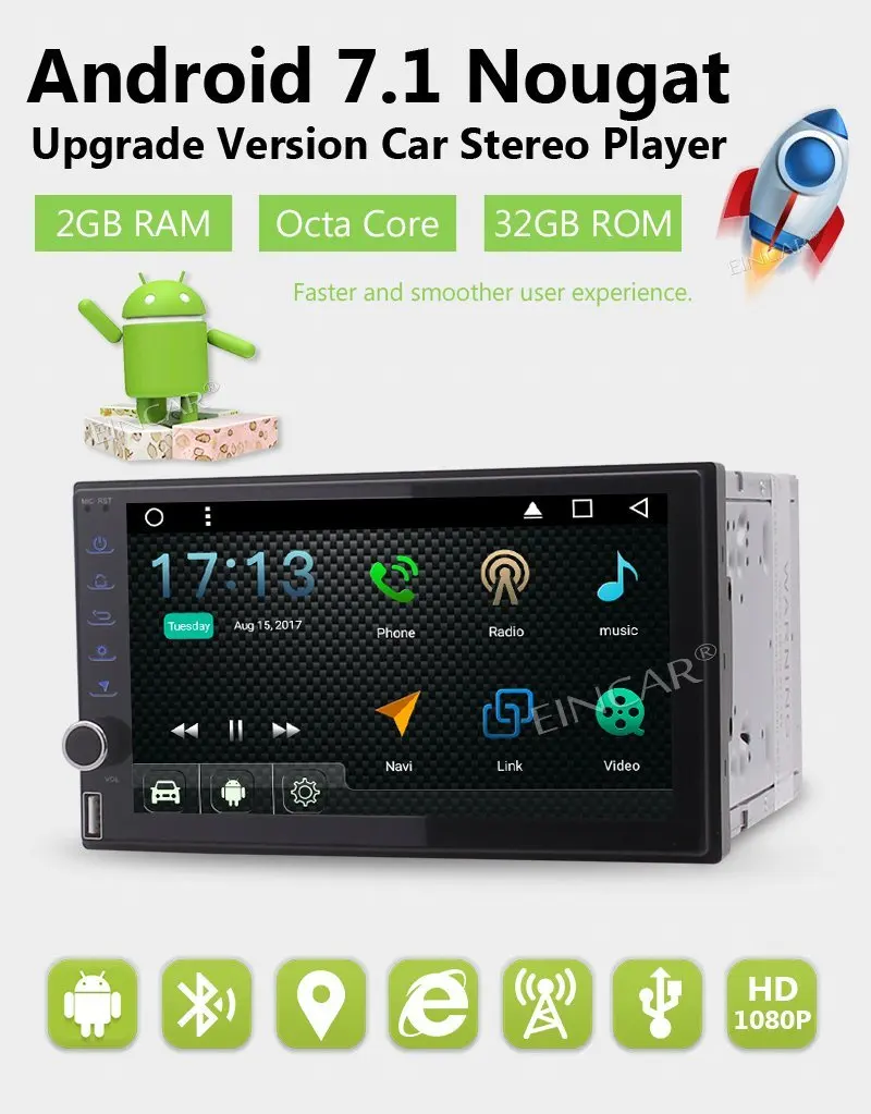Eincar камера заднего хода + Android 7 1 без dvd плеера gps трекер Восьмиядерный ''Стерео в