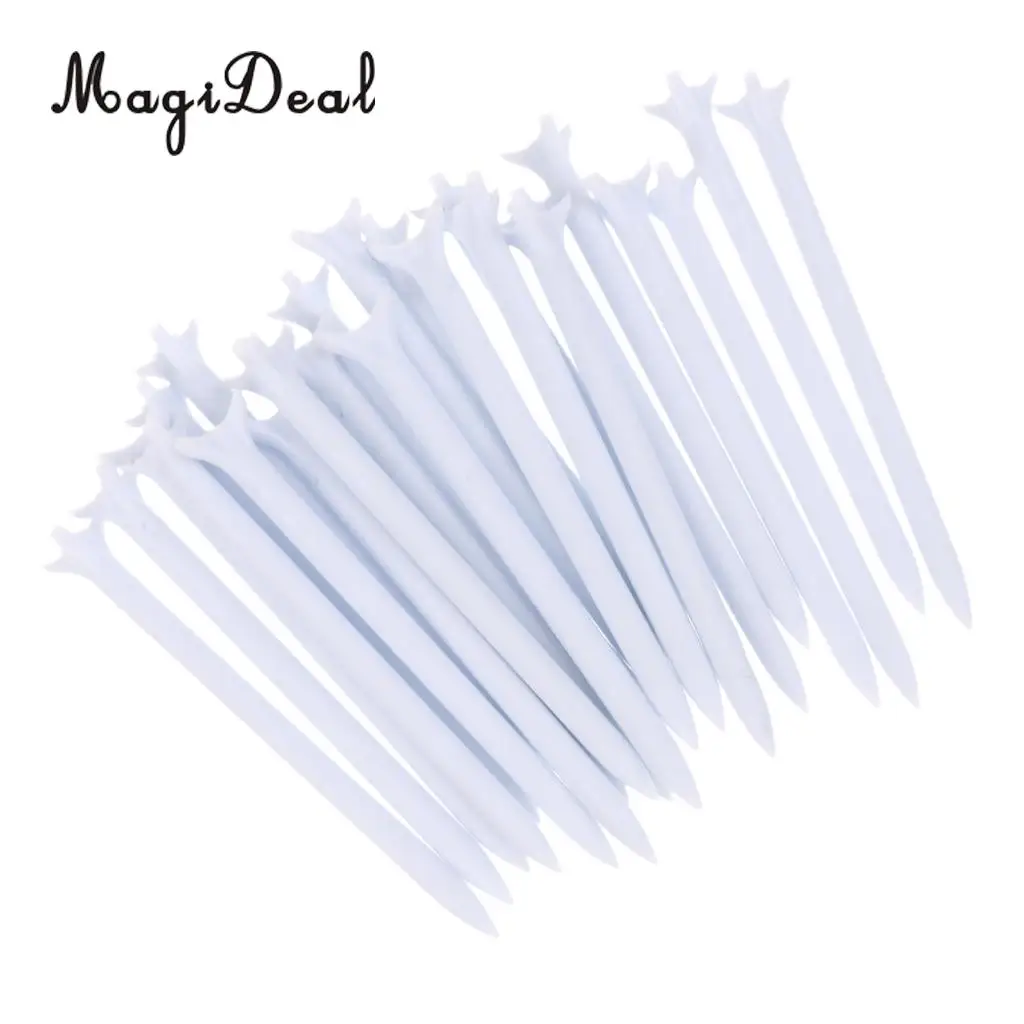 MagiDeal 25 Pieces Durable 82mm Plastic Golf Tees Set Golf Accessories White
