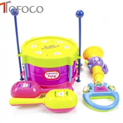 TOFOCO 5 шт. детские игрушечные барабаны перкуссии музыкальных инструментов группы концерты Детский подарок комплект барабан труба комплект