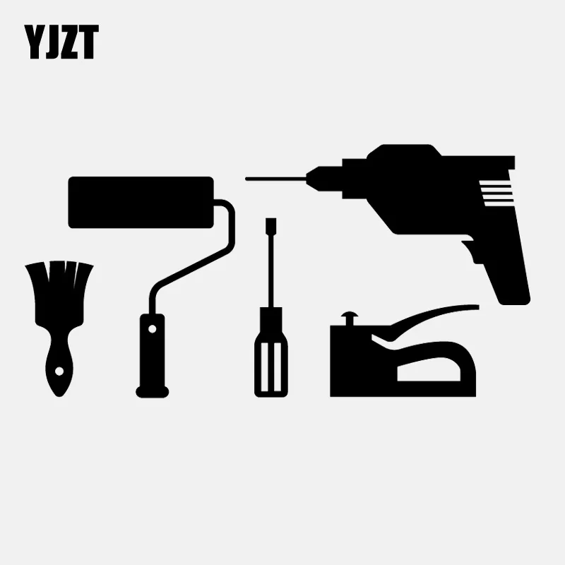 Дешевый YJZT 14,9 см * 7,4 милые Ударная дрель электрические молотки Vinly черный серебристый автомобиль стикеры C22 0517